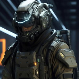 male in futuristic combat gear 