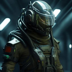 male in futuristic combat gear 