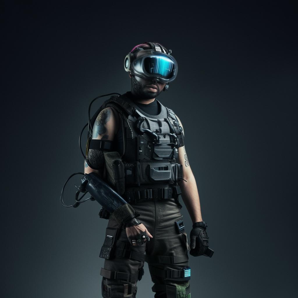 male in futuristic combat gear 