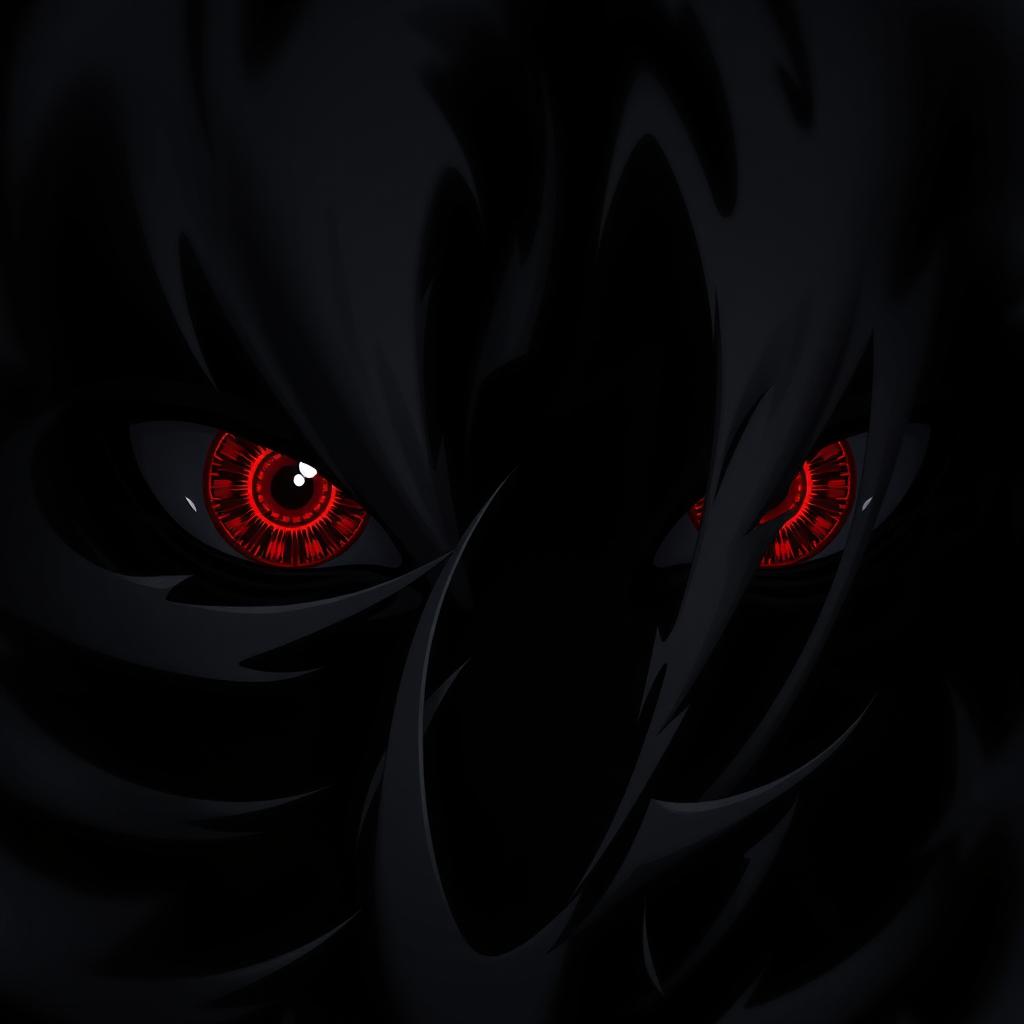 A high-resolution wallpaper featuring dark Sharingan eyes, showcasing their intricate details and deep red hue