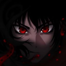 A high-resolution wallpaper featuring dark Sharingan eyes, showcasing their intricate details and deep red hue