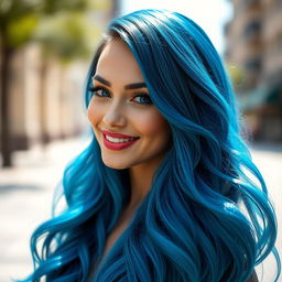 A stunning portrait of a woman showcasing her stunning hair transformation