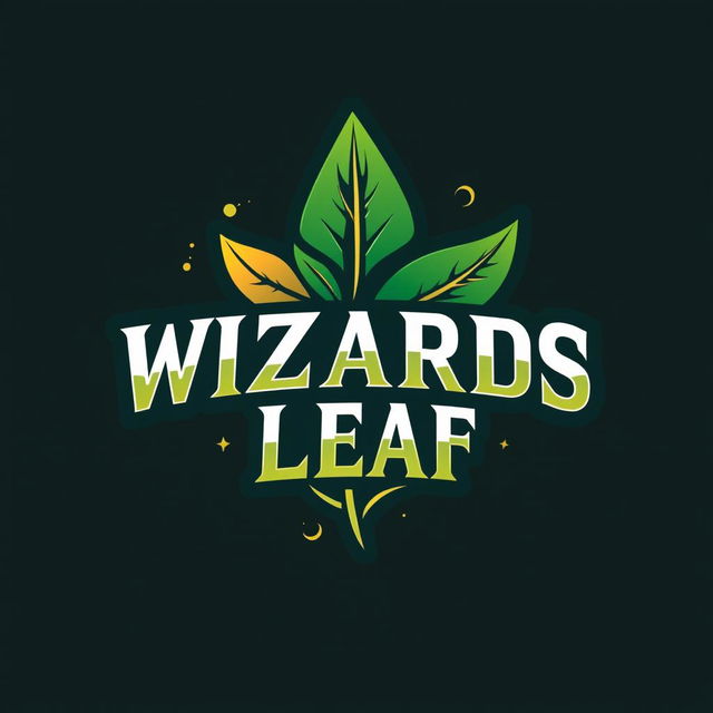 A stylish and modern text-based logo featuring the text 'WIZARDS LEAF', designed in a Quidditch team style