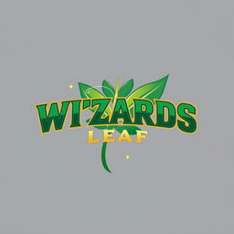A stylish and modern text-based logo featuring the text 'WIZARDS LEAF', designed in a Quidditch team style