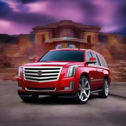 An ultra-high resolution digital art piece showcasing a futuristic Cadillac Escalade