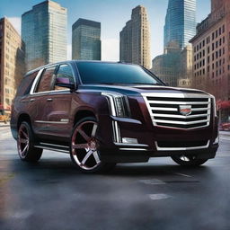 An ultra-high resolution digital art piece showcasing a futuristic Cadillac Escalade