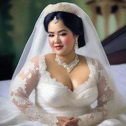 This digital art image captures the allure of an Indonesian bride on her wedding day