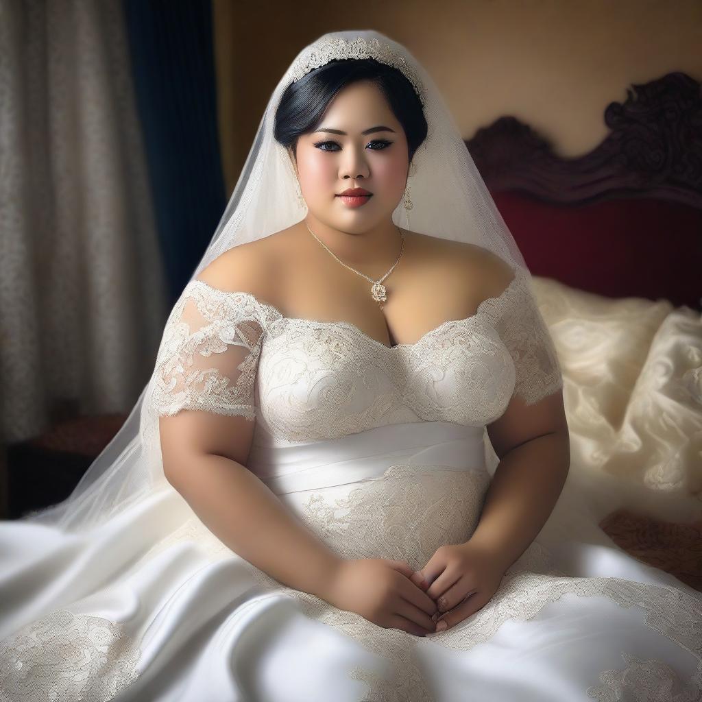 This digital art image captures the allure of an Indonesian bride on her wedding day