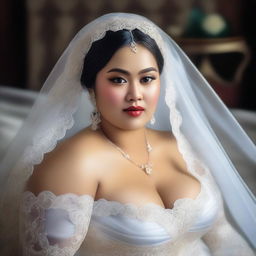 This digital art image captures the allure of an Indonesian bride on her wedding day