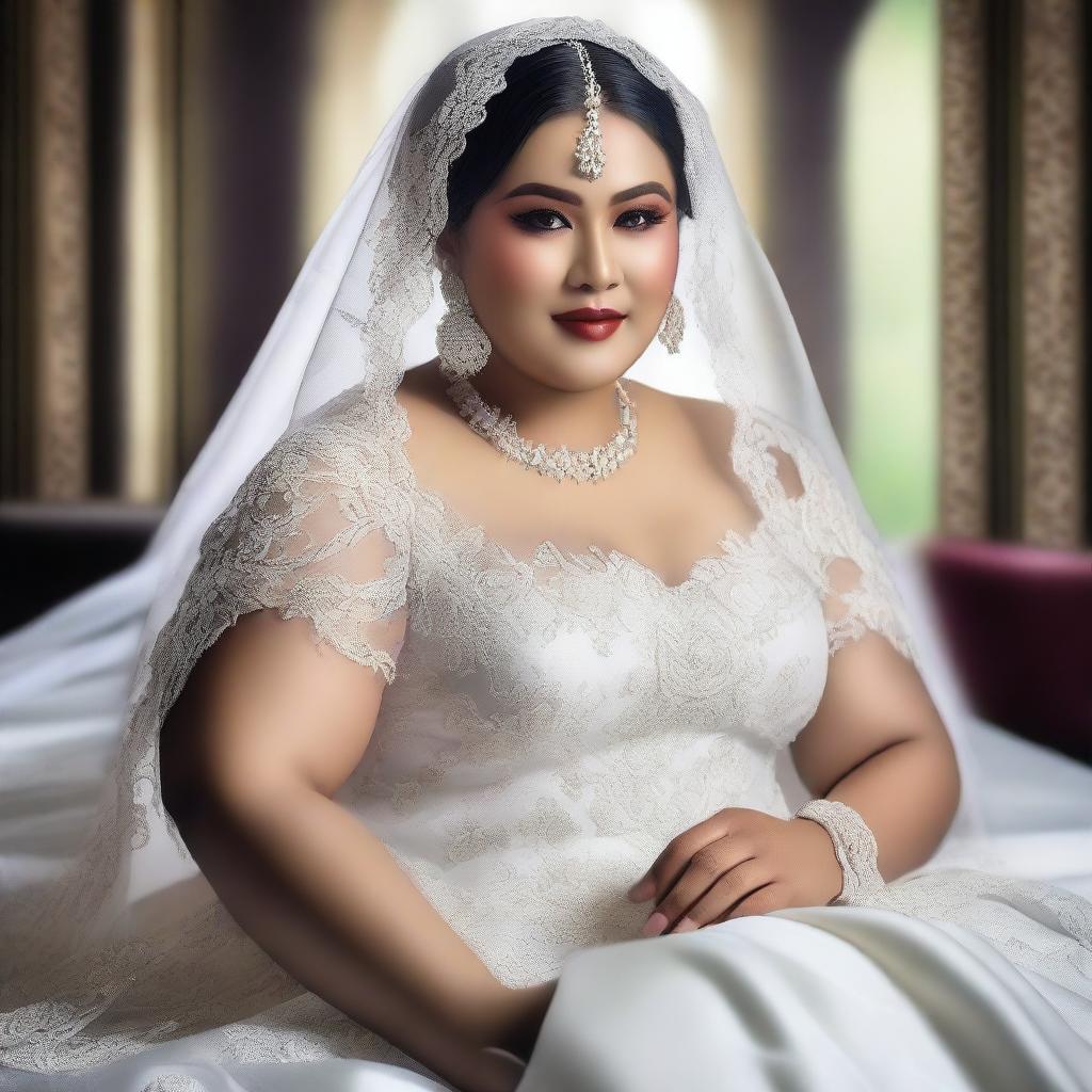 A digital art piece showcases an Indonesian bride on her wedding day, embodying both elegance and sensuality