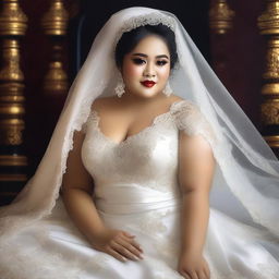 A digital art piece showcases an Indonesian bride on her wedding day, embodying both elegance and sensuality