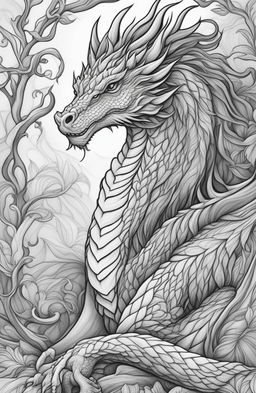 This is a high-quality pencil line art of a simple dragon