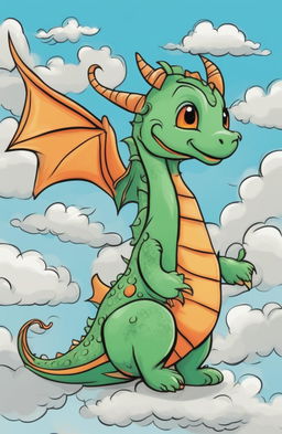 This is a simple, playful dragon drawing rendered in crayon