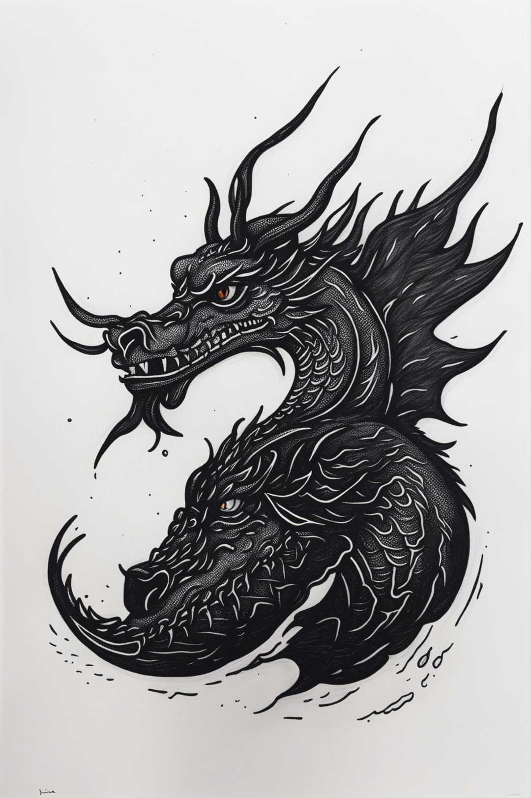 This is a simple, minimalistic dragon drawing created with a Sharpie marker