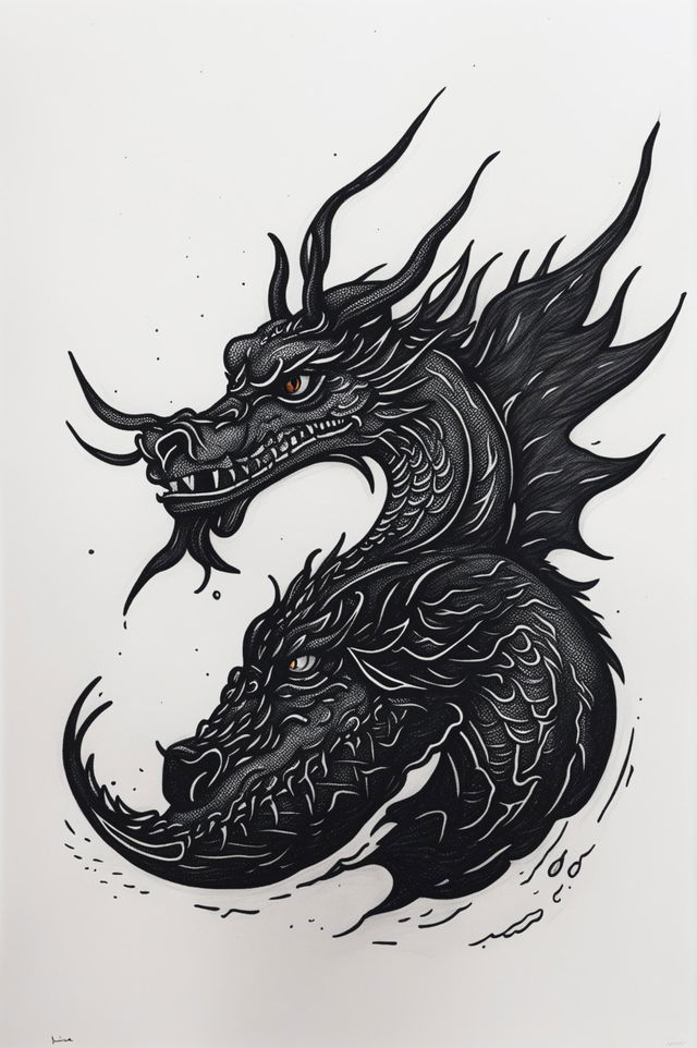 This is a simple, minimalistic dragon drawing created with a Sharpie marker