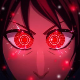 A high-resolution wallpaper featuring Sharingan eyes, highlighting their vivid red color and intricate patterns