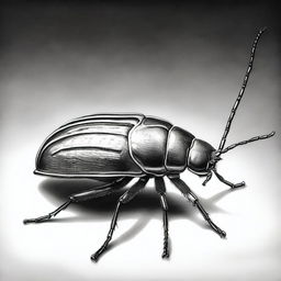 A high-quality black and white pencil drawing of a different bug