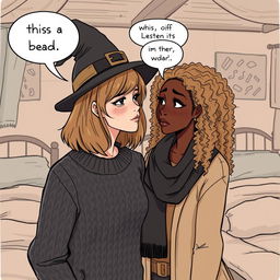 An illustration of two women in a cozy indoor setting