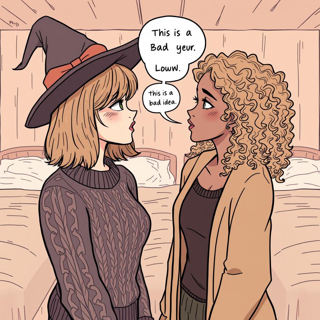 An illustration of two women in a cozy indoor setting