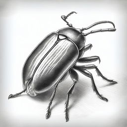 A high-quality black and white pencil drawing of a different bug