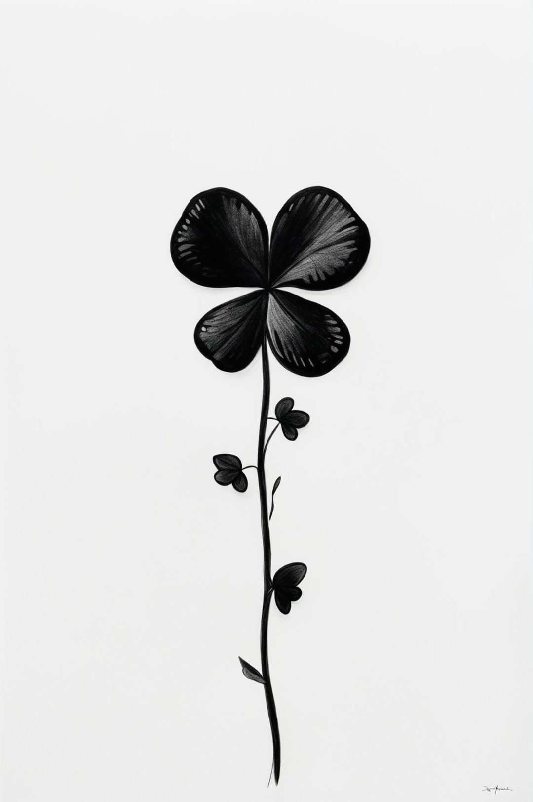 This is a simple yet striking Sharpie drawing of a four-leaf clover