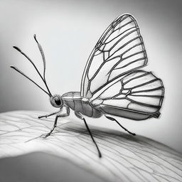 Another masterful pencil sketch in black and white, this time showcasing a different bug delicately positioned on a different leaf