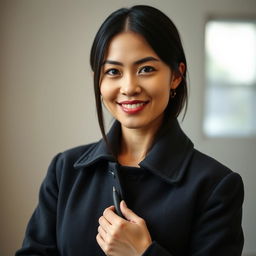 A 38-year-old woman with an eye-catching yet simple appearance