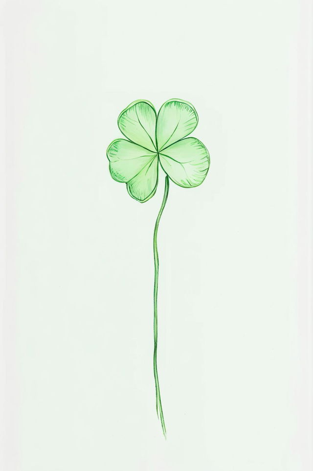 This is a simple, yet captivating pastel drawing of a four-leaf clover