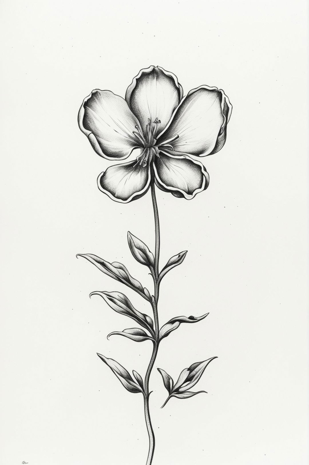 A simple yet elegant pencil drawing of a flower, focusing on the essential elements of its form