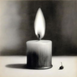 A high-definition pencil drawing showcasing an old candle