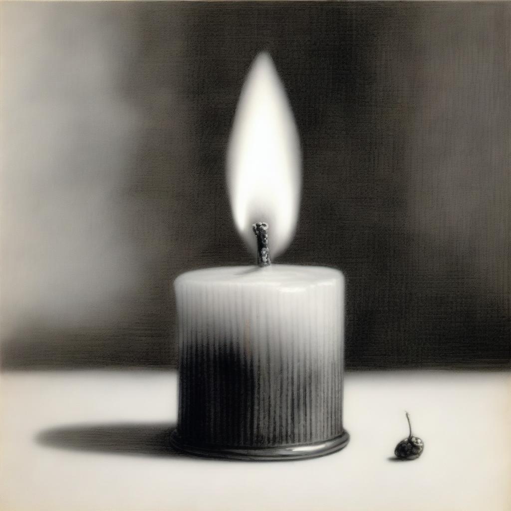 A high-definition pencil drawing showcasing an old candle