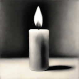 A high-definition pencil drawing showcasing an old candle