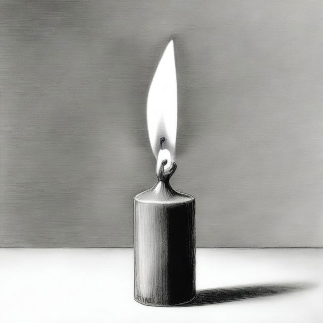 A high-definition pencil drawing depicting a different candle