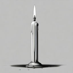 A high-definition pencil drawing illustrating a long candle with wax dripping down its side