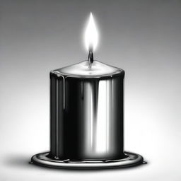 A high-definition black and white pencil drawing, presenting a large, round candle with wax melting and cascading down its sides