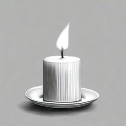 A high-definition black and white pencil drawing, showcasing a small tea candle