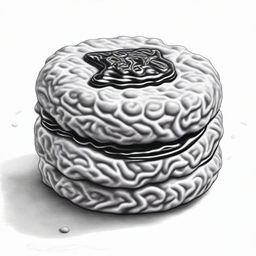 A high-definition pencil drawing of a jam biscuit, rendered in black and white