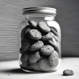 A high-definition pencil drawing of cookies in a jar, presented in black and white