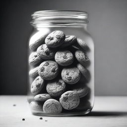 A high-definition pencil drawing of cookies in a jar, presented in black and white