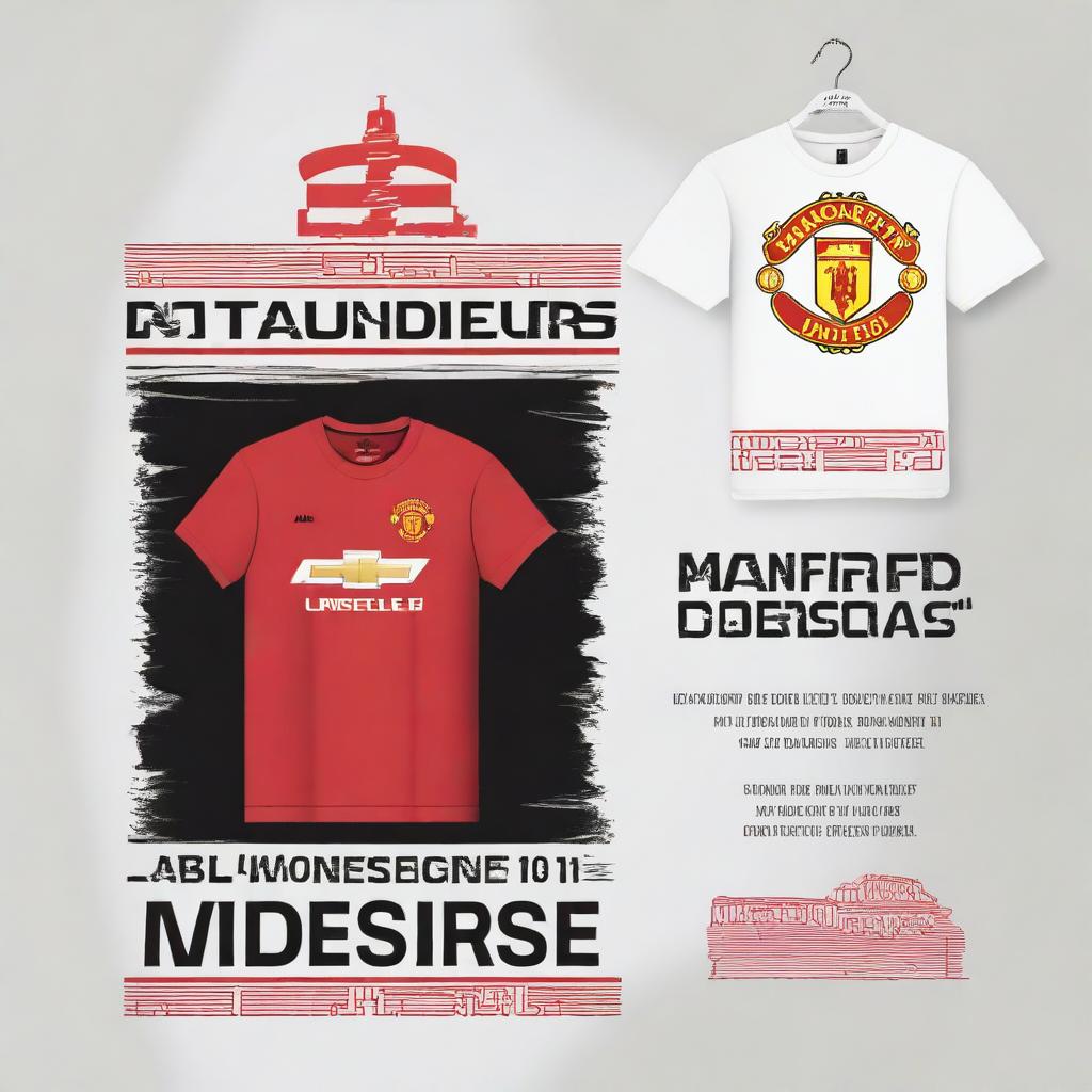 A high-quality image of a Manchester United-inspired t-shirt design