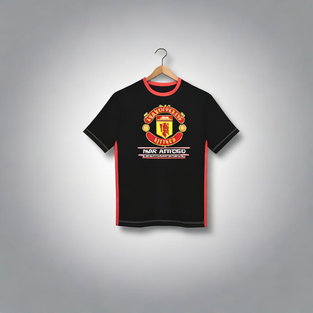 A high-quality image of a Manchester United-inspired t-shirt design