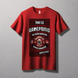 A high-quality image of a Manchester United-inspired t-shirt design