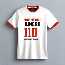 A high-quality image of a Manchester United-inspired t-shirt design