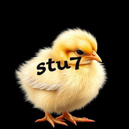 A realistic depiction of a chick with 'stu7' written on its feathers