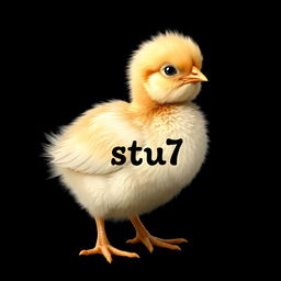 A realistic depiction of a chick with 'stu7' written on its feathers