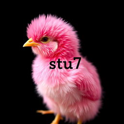 A realistic depiction of a pink chick with 'stu7' written on its feathers