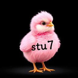 A realistic depiction of a pink chick with 'stu7' written on its feathers