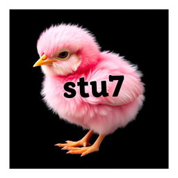 A realistic depiction of a pink chick with 'stu7' written on its feathers