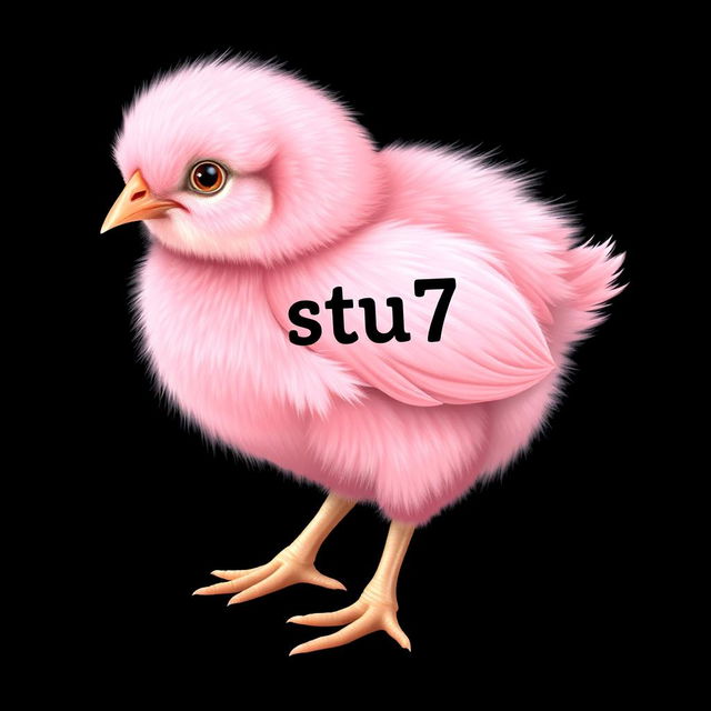 A realistic depiction of a pink chick with 'stu7' written on its feathers