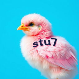 A realistic depiction of a pink chick with 'stu7' written on its feathers
